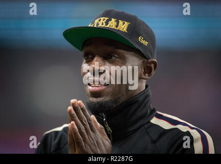 London, UK. 15th November, 2018. Usain Bolt attends the match during the International friendly match between England and USA at Wembley Stadium, London, England on 15 November 2018. Photo by Andy Rowland. . (Photograph May Only Be Used For Newspaper And/Or Magazine Editorial Purposes. www.football-dataco.com) Credit: Andrew Rowland/Alamy Live News Stock Photo