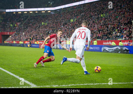 Gdansk, Poland. 15th November, 2018. Piotr Zielinski (20) during the international friendly soccer match between Poland and Czech Republic at Energa Stadium in Gdansk, Poland on 15 November 2018 Credit: Grzegorz Brzeczyszczykiewicz/Alamy Live News Stock Photo