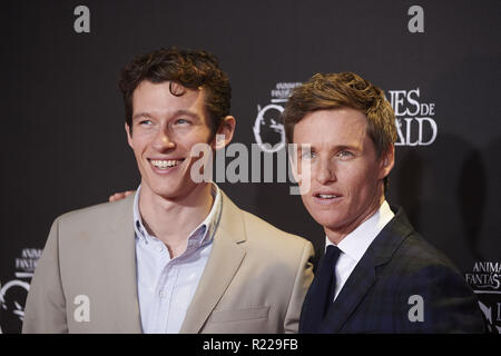 Madrid, Spain. 15th Nov, 2018. Eddie Redmayne, Callum Turner attends Fantastic Beasts: The Crimes Of Grindelwald' Premiere at Kinepolis Cinema. Credit: Jack Abuin/ZUMA Wire/Alamy Live News Stock Photo