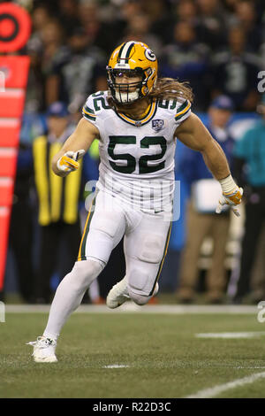 Green Bay Packers linebacker Clay Matthews reacts as he leaves the field  after the Packers defeated the New York Giants, 38-35, in an NFL football  game Sunday, Dec. 4, 2011 in East