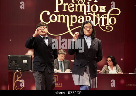 Madrid, Spain. 22nd Dec, 2016. School kids seen doing a presentation during the lottery draw. Spanish Christmas lottery draw known as 'El Gordo' or 'The Fat One' at Teatro Real in Madrid, Spain. Credit: Legan P. Mace/SOPA Images/ZUMA Wire/Alamy Live News Stock Photo