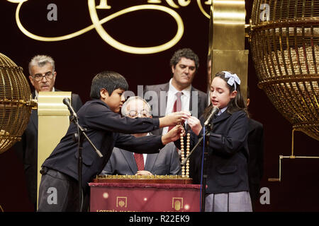 Madrid, Spain. 22nd Dec, 2016. School kids seen doing a presentation during the lottery draw. Spanish Christmas lottery draw known as 'El Gordo' or 'The Fat One' at Teatro Real in Madrid, Spain. Credit: Legan P. Mace/SOPA Images/ZUMA Wire/Alamy Live News Stock Photo