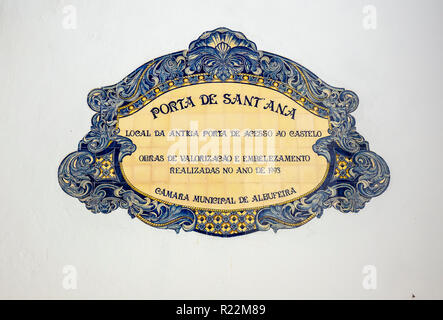 Tile plaque in street of Portugal. 