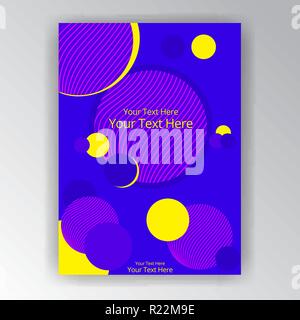 Modern vertical overprint cmyk page template for web and print. Blue, yellow and magenta rounds and lines fluent design. Stock Vector