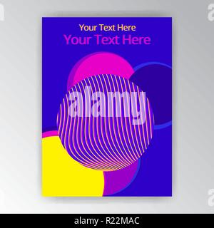 Modern vertical overprint cmyk page template for web and print. Blue, yellow and magenta rounds and lines fluent design. Stock Vector