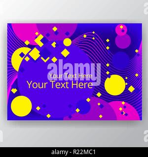 Modern horizontal overprint  cmyk page template for web and print. Blue, yellow and magenta rounds and lines fluent design. Stock Vector