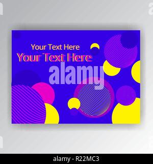 Modern horizontal overprint  cmyk page template for web and print. Blue, yellow and magenta rounds and lines fluent design. Stock Vector