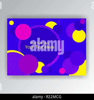 Modern horizontal overprint  cmyk page template for web and print. Blue, yellow and magenta rounds and lines fluent design. Stock Vector