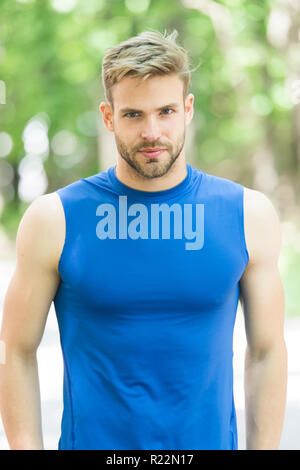 Attractive guy muscular chest. Proud of excellent shape. Healthy and strong.  Muscular bodybuilder concept. Improve yourself. Macho handsome with muscular  torso. Man muscular athlete stand confidently Stock Photo - Alamy
