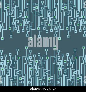 Chip techno pattern blue green seamless pattern Stock Vector