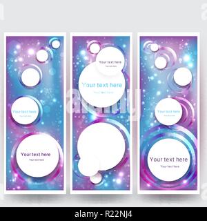 Abstrack space  design backgrounds set. Purple pink , blue. Colourful web and print banner, template, pattern, concept. Stock Vector