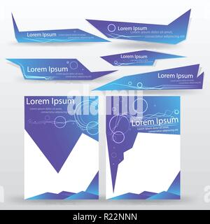 Violet blue abstract banners and pages design , polygonal lines and shapes, geometric background for print and web vector illustration. Stock Vector