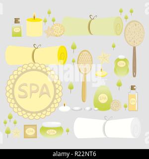 Bath supplies , spa, massage , beauty salon background , template Stock Vector