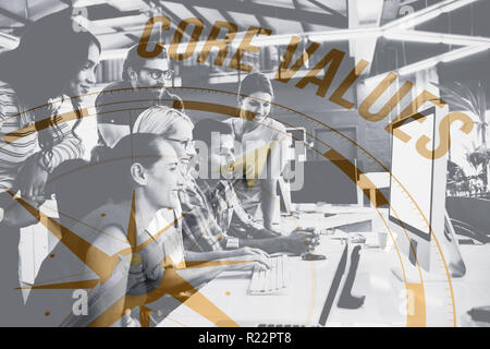 Composite image of core values against compass Stock Photo