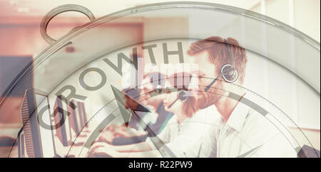 Composite image of compass pointing to growth Stock Photo