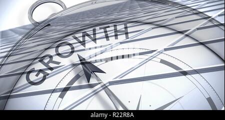 Composite image of compass pointing to growth Stock Photo