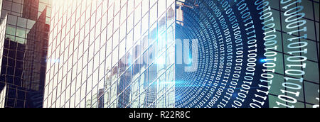 Composite image of spiral of shiny binary code Stock Photo