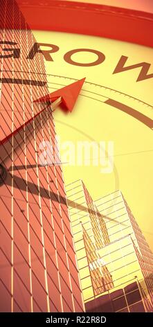 Composite image of compass pointing to growth Stock Photo