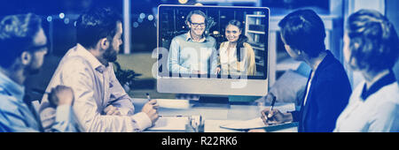 Business team having video conference Stock Photo