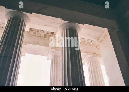Columns on the Lincoln Memorial building Stock Photo