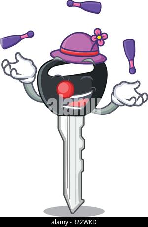 Funny Clown car key cartoon character mascot design Stock Vector Image ...