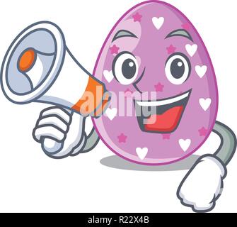 With megaphone easter egg cartoon clipping on path Stock Vector