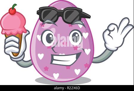 With ice cream cartoon shape easter color on eggs Stock Vector