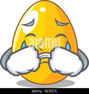 Crying simple gold egg on design character Stock Vector
