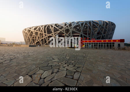 Beijing, China - October 20, 2017 : Bird's nest at day time. The Bird's Nest is a stadium in Beijing, China. It was designed for use throughout the 20 Stock Photo