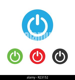 Shutdown icon, power icon, on off sign. Green red button Stock Vector