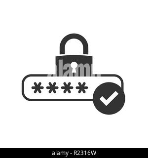 Lock, login, password, safe security icon Vector illustration flat Stock Vector