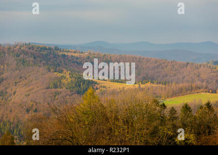 Autumn landscape photo taken in polish Beskidy mountains, Grabowa.