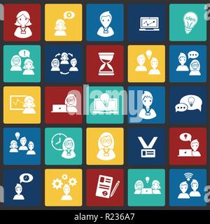Coworking set on squares color background icons Stock Vector Image ...