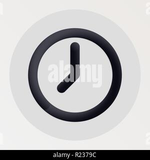 Clock blended bold black line icon. Vector illustration of clock shape fluid pictogram in a circle over white background for your design Stock Vector