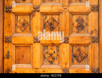 Wooden old door in Sitges, Spain Stock Photo