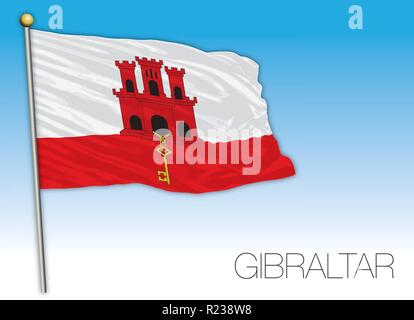 Gibraltar territory flag, United Kingdom, vector illustration Stock Vector