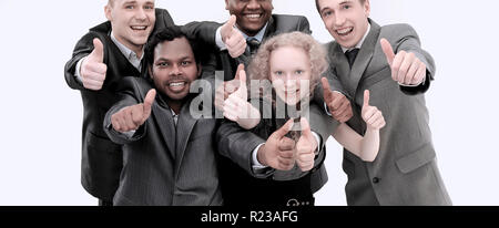 international business team showing thumbs up. the concept of t Stock Photo