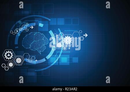 Vector abstract background technology electronic brain. Stock Vector
