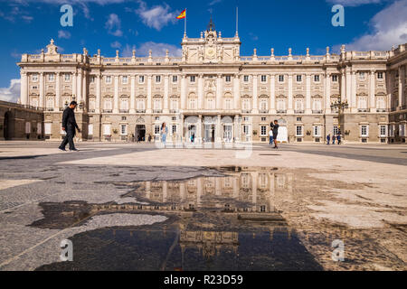 Courtyard and exterior views of the Royal palace, Palacio Real, in Madrid, Spain Stock Photo