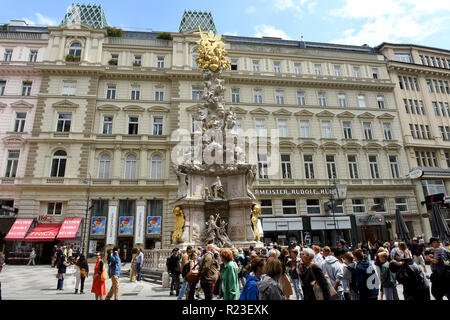 The Pestsaule or Plague Column Graben Street Vienna, Austria Stock Photo