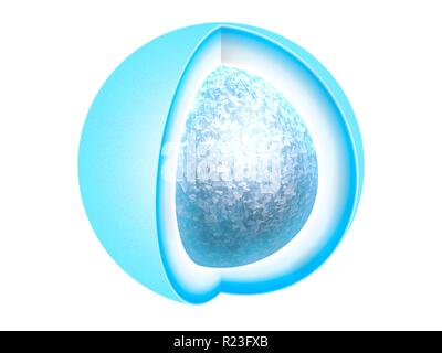 Internal structure of a white dwarf star, illustration. A white dwarf is the fate that awaits all low-mass stars such as the Sun. They are essentially Stock Photo