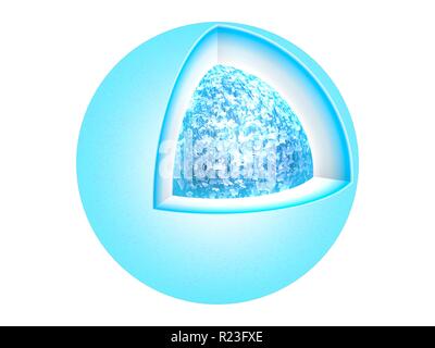 Internal structure of a white dwarf star, illustration. A white dwarf is the fate that awaits all low-mass stars such as the Sun. They are essentially Stock Photo