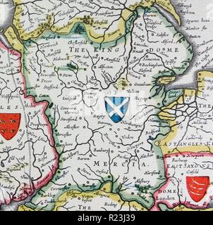 Map of the Heptarchy, Anglo-Saxon Kingdoms of Great Britain of the ...