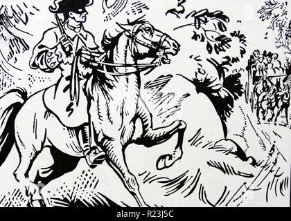 Childrens book illustration about an 18th century, highway robber Stock Photo