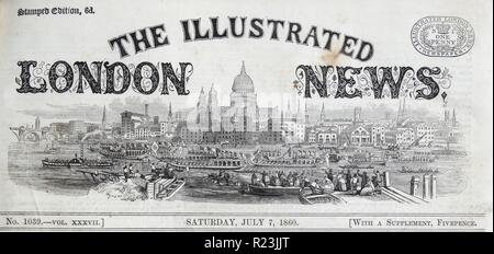 The illustrated London News, Masthead from July 7, 1860. Stock Photo