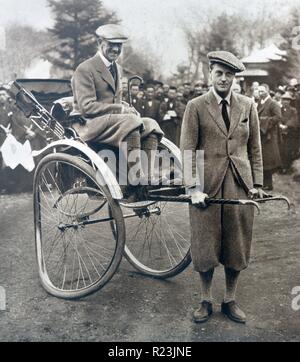 The Prince buckles a wheel. During his visit to Japan in 1922 Edward Prince of Wales (later King Edward VIII of Great Britain), gave Admiral Sir Lionel Halsey a ride, and was a little too vigorous. Stock Photo