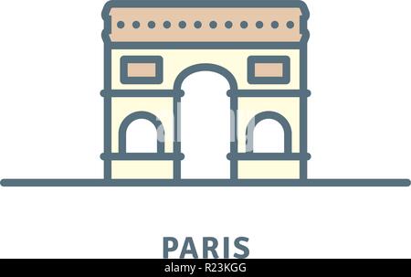 Paris line icon. Triumphal Arch vector illustration. Stock Vector
