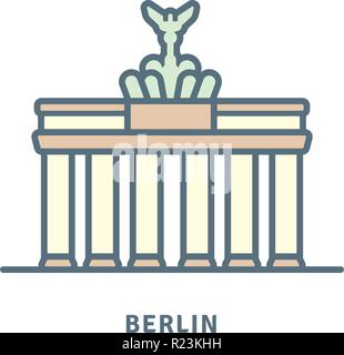 Germany line icon. Brandenburg gate vector illustration. Stock Vector