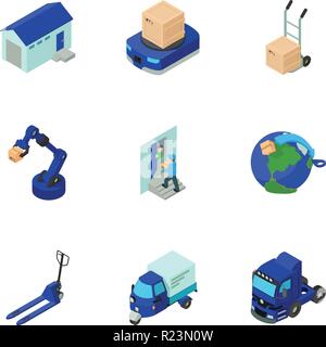 Postal employee icons set, isometric style Stock Vector