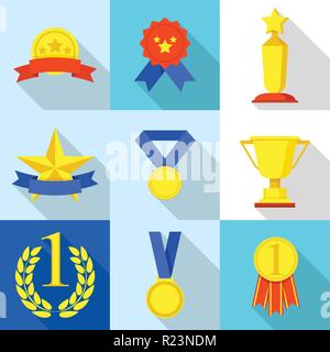 Star award icons set, flat style Stock Vector